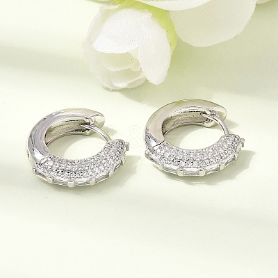 Brass Micro Pave Cubic Zirconia Hoop Earrings KK-CBA8324-22P-05-1