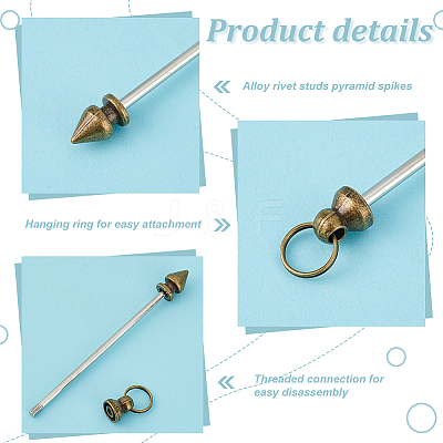 30Pcs 5 Colors Alloy Rivet Studs Pyramid Spikes FIND-PH0021-67-1