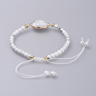 Adjustable Natural Howlite Braided Bead Bracelets BJEW-JB04559-05-1