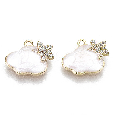 Brass Micro Pave Cubic Clear Zirconia Charms X-KK-N232-134-NF-1