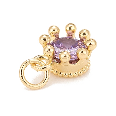 Brass Inlaid Clear Cubic Zirconia Charms KK-A161-34G-E-1