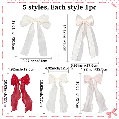 5Pcs 5 Colors Cloth Bowknot Hair Barrettes PHAR-SP0001-14-1