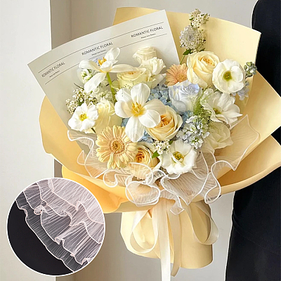 Polyester Flower Bouquet Wrapping Mesh Paper DIY-WH0542-37C-1