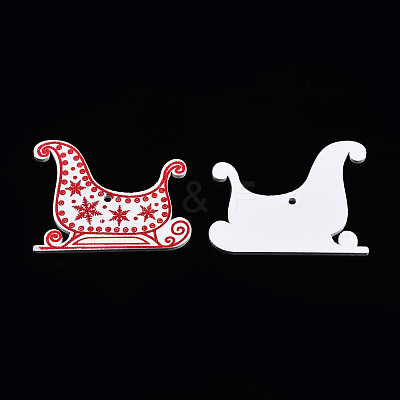 Christmas Spray Painted Wood Big Pendants WOOD-N005-101B-1