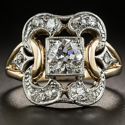 Square Brass Micro Pave Clear Cubic Zirconia Finger Rings FS-WG35D08-04-1