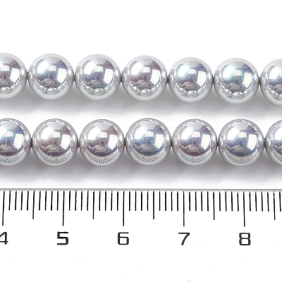 UV Plating Pearlized Glass Pearl Beads Strands GLAA-F128-01B-T12-1