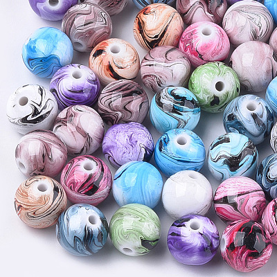Opaque Spray Painted Acrylic Beads MACR-S361-22D-1