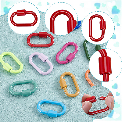 10Pcs 10 Colors Baking Paint Alloy Screw Locking Carabiners FIND-DR0002-28-1