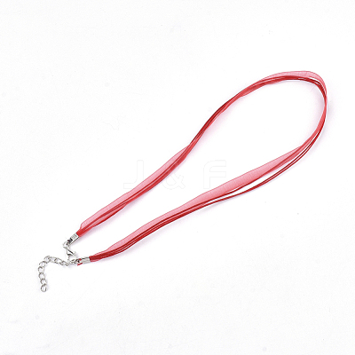 Waxed Cord and Organza Ribbon Necklace Making NCOR-T002-162-1