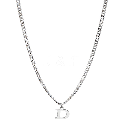 1Pc 304 Stainless Steel Letter Pendant Necklaces NJEW-LP0001-33D-P-1