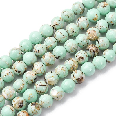Sea Shell and Synthetic Turquoise Assembled Beads Strands G-G758-07-6mm-1