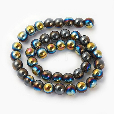 Electroplated Non-magnetic Synthetic Hematite Beads Strands G-P408-A-10mm-1
