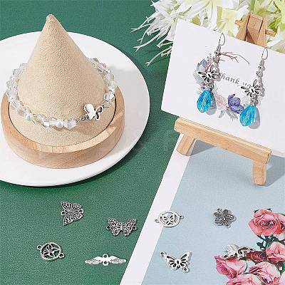 72Pcs 9 Styles Tibetan Style Zinc Alloy Connector Charms TIBE-SC0001-79-1