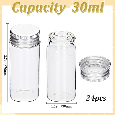 24Pcs Clear Glass Bottles Bead Containers CON-SC0001-09A-1
