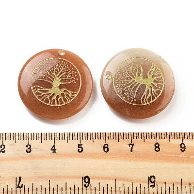 Natural Red Aventurine Carved Pendants G-H007-06I-1