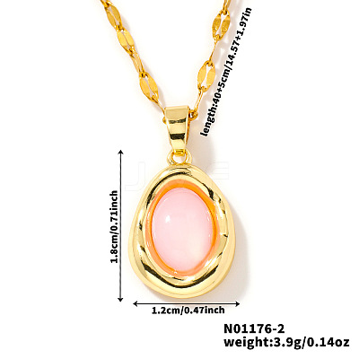Elegant Oval Brass Pendant Necklaces SC8993-2-1