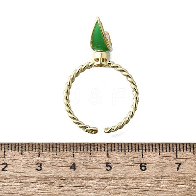 Brass Enamel Open Cuff Rings for Women RJEW-F179-08G-03-1
