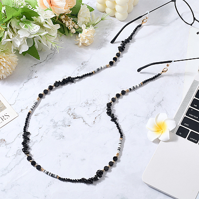 1Pc Polymer Clay with Alloy and Crystal Neck Strap for Eyeglasses AJEW-CN0005-04A-1