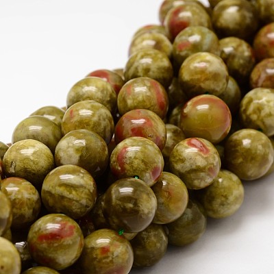 Round Natural Dragon Blood Jasper Beads Strands G-K072-6mm-1