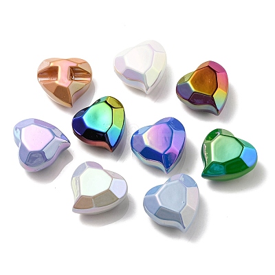 UV Plating Rainbow Iridescent Acrylic Beads OACR-P010-03-1