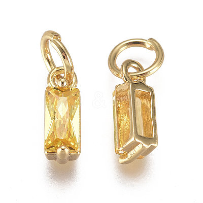 Brass Micro Pave Cubic Zirconia Charms X-ZIRC-F111-03G-1