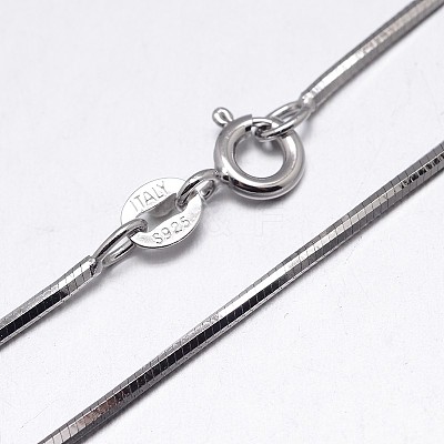 Anti-Tarnish Rhodium Plated Sterling Silver Snake Chain Necklaces NJEW-M153-15A-20-1