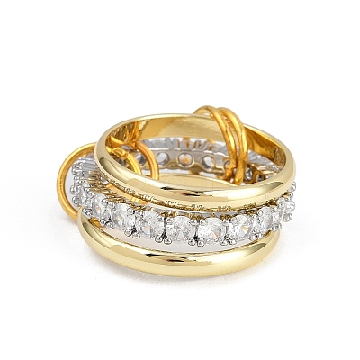 Brass Micro Pave Cubic Zirconia Finger Rings RJEW-D325-01PG-03-1