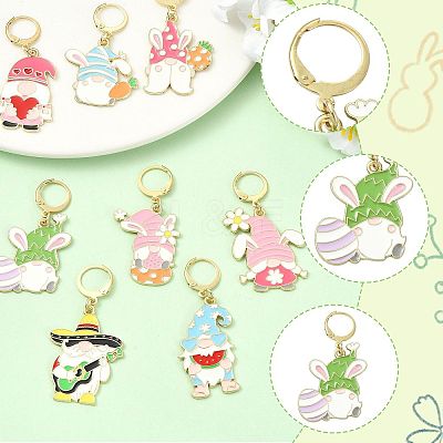 8Pcs Easter Theme Alloy Enamel Pendant Locking Stitch Markers HJEW-FS00101-02-1