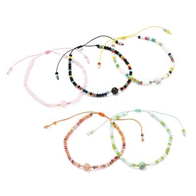 Adjustable Nylon Thread Braided Bead Bracelets BJEW-JB05658-1