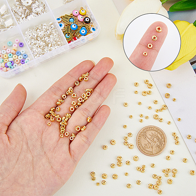 200Pcs 4 Styles Brass Spacer Beads KK-HY0001-08-1