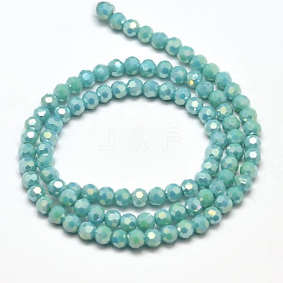 Faceted Round Full Rainbow Plated Electroplate Glass Beads Strands X-EGLA-J130-FR03-1