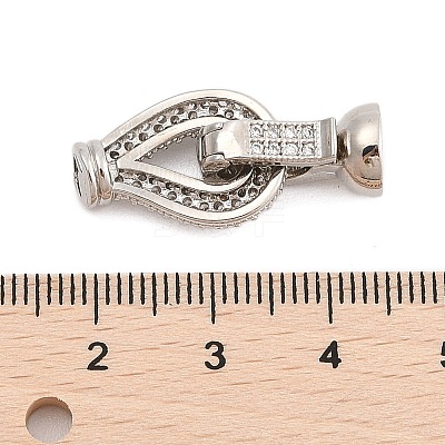 Brass Micro Pave Clear Cubic Zirconia Fold Over Clasps KK-C075-01P-1