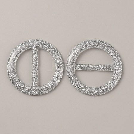Flat Round Resin Buckle Clasps CRES-WH0013-15G-1