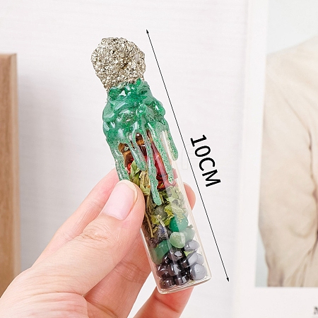 Cross-Border Natural Crystal Crushed Stone Brass Ore Wishing Bottle Ornaments Crystal Crushed Stone Drift Bottle Crafts Ornaments Wholesale PW-WGE1F40-01-1