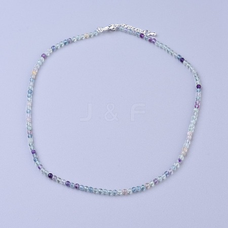 Natural Fluorite Beaded Necklaces NJEW-K114-B-A16-1
