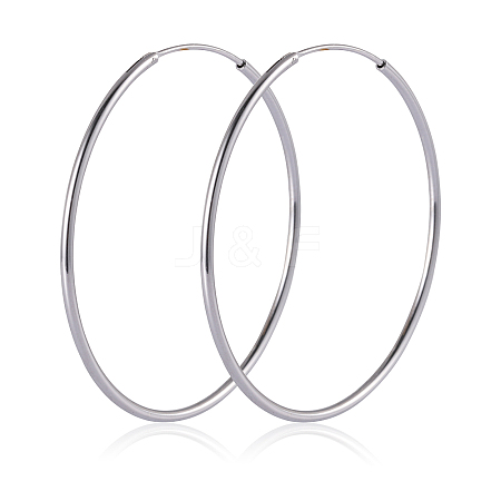 Anti-Tarnish Rhodium Plated 925 Sterling Silver Hoop Earrings Endless Unisex Small Hoop Earrings 40mm Gold Plating Huggie Hoop Earrings for Women Men JE1076A-05-1