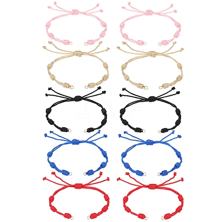 SUNNYCLUE 10Pcs 5 Colors Adjustable Braided Nylon Cord Link Bracelet Making AJEW-SC0002-18-1