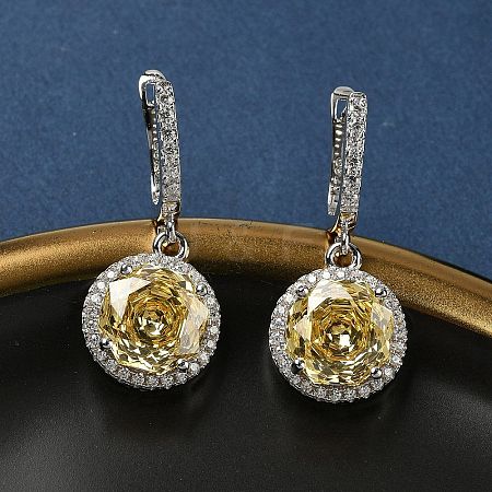 925 Sterling Silver Micro Pave Cubic Zirconia Hoop Earrings EJEW-B147-01A-04-1