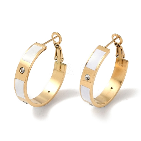 304 Stainless Steel Rhinestone Hoop Earrings for Women EJEW-L283-053G-01-1