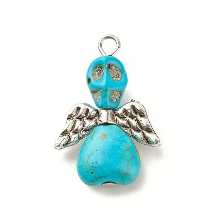 Halloween Dyed Synthetic Turquoise Pendants PALLOY-JF01598-04-S-1