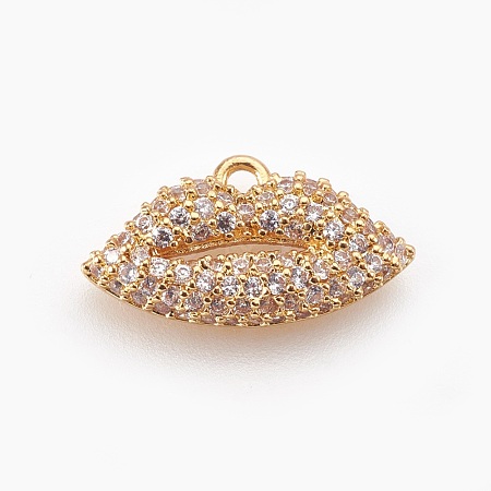 Brass Micro Pave Cubic Zirconia Pendants ZIRC-F089-06G-1