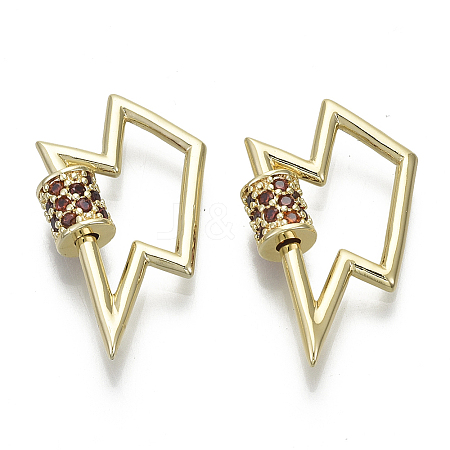 Brass Micro Pave Cubic Zirconia Screw Carabiner Lock Charms LS-KK-R136-067D-NF-1