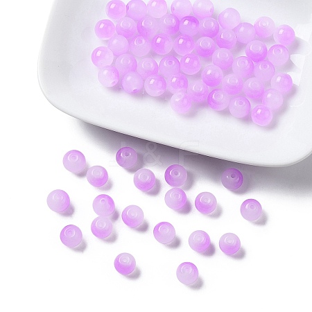 Baking Paint Imitation Jade Glass Round Bead Strands DGLA-YW0001-19E-1