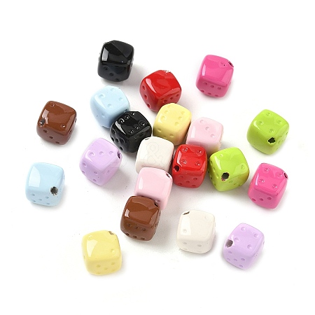 Spray Printed Opaque Acrylic Beads OACR-P031-01A-1