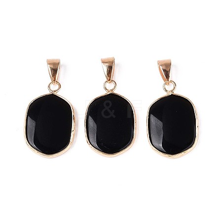 Natural Black Onyx(Dyed & Heated) Pendants G-N349-04A-G-1