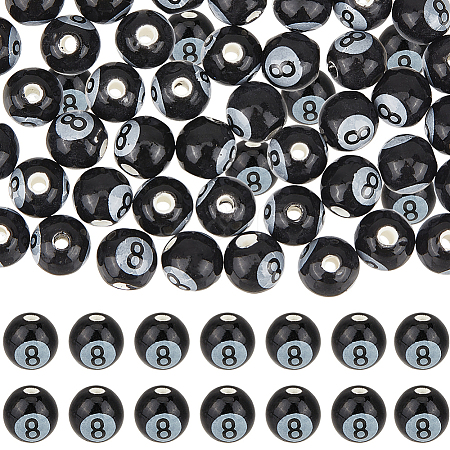 54Pcs Glazed Porcelain Round Beads PORC-SC0001-09-1