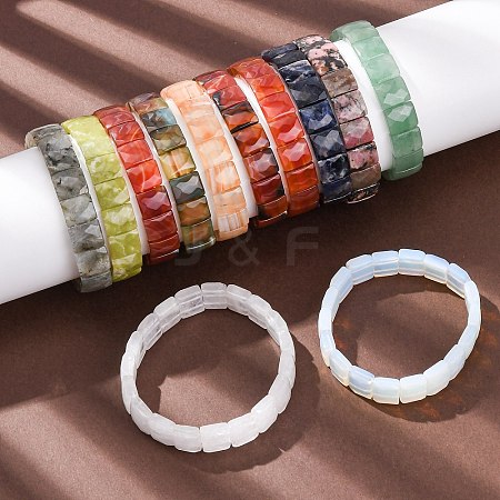 Natural & Synthetic Mixed Gemstone Faceted Beaded Stretch Bracelets for Women BJEW-K251-08-1