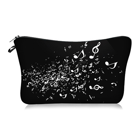 Musical Notes Pattern Polyester Cosmetic Bag PW-WG2F49C-02-1