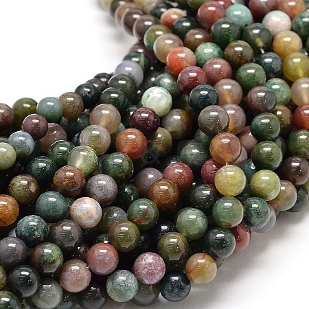 Natural Indian Agate Round Bead Strands X-G-P075-40-4mm-1