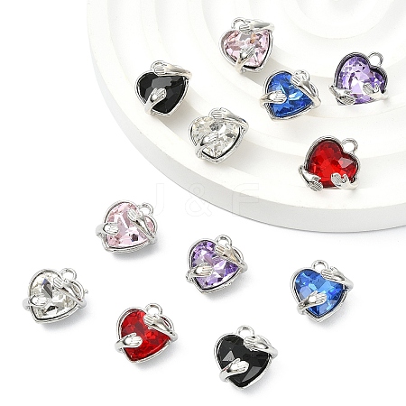 12Pcs 6 Colors Alloy Glass Charms FIND-YW0011-33P-1